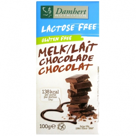 Tablette chocolat lait sans gluten sans lactose Damhert 100 g v1