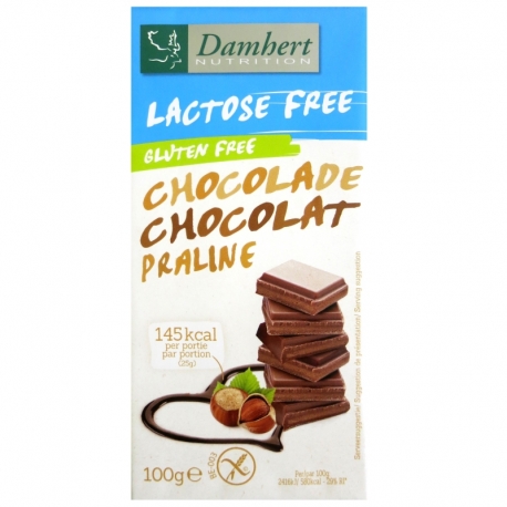 Tablette chocolat lait praliné sans gluten sans lactose Damhert 100 g v1
