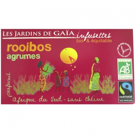 Thé rouge bio Rooibos Agrumes Jardins de Gaïa 20 infusettes v1