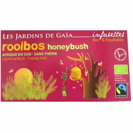 Thé rouge bio Rooibos Honeybush Jardins de Gaïa 20 infusettes v1
